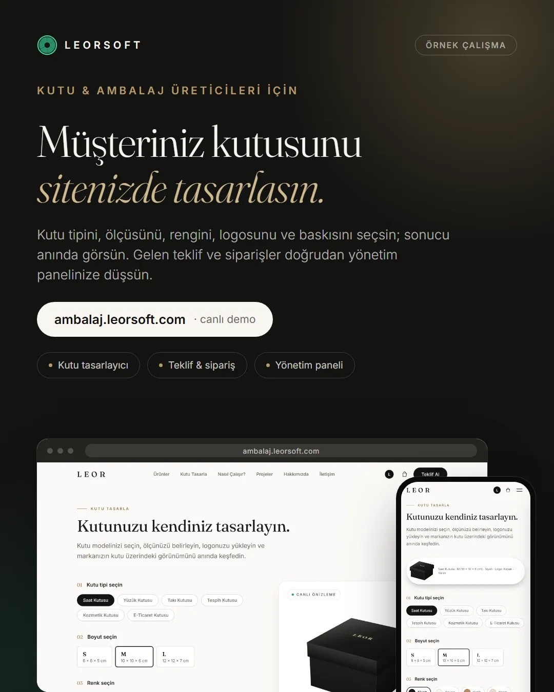 Ambalaj demosu: müşteriniz kutusunu sitenizde tasarlasın